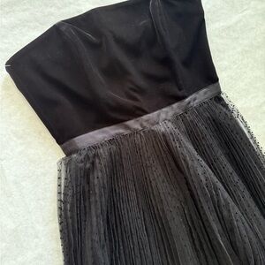 NWOT White House Black Market velvet and tulle strapless pleated dress